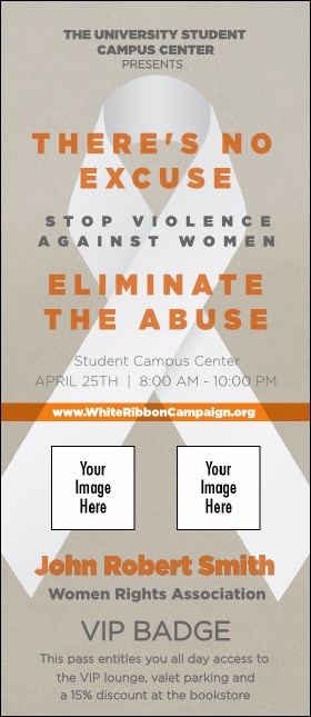 White Ribbon VIP Event Badge Large Product Front