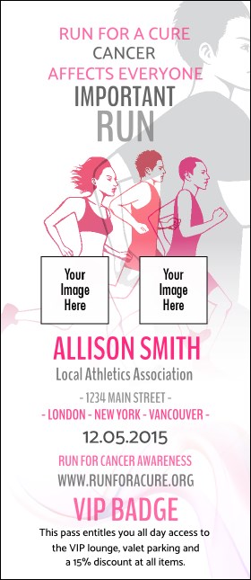 Run for a Cause  VIP Event Badge Large Product Front