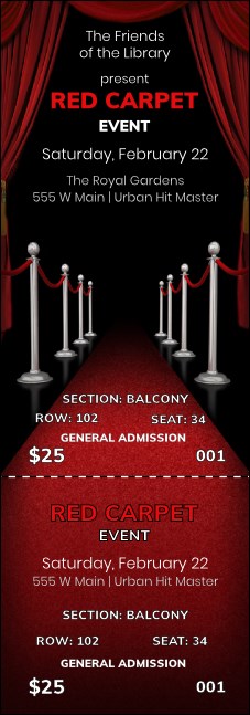 Red Carpet Reserved Event Ticket Product Front