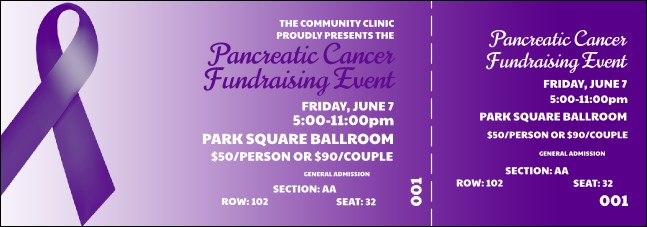Purple Ribbon Reserved Event Ticket Product Front