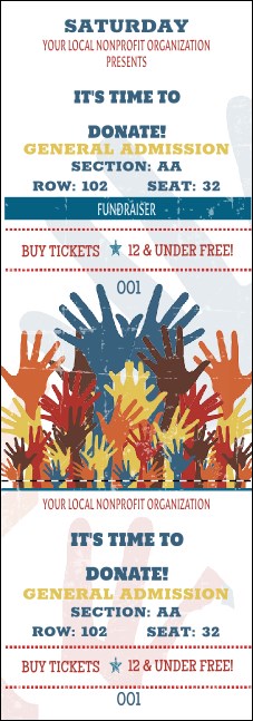 Fundraising Hands Reserved Event Ticket Product Front