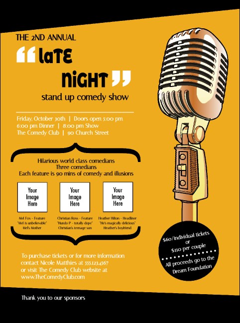 Comedy Retro Microphone Flyer Product Front