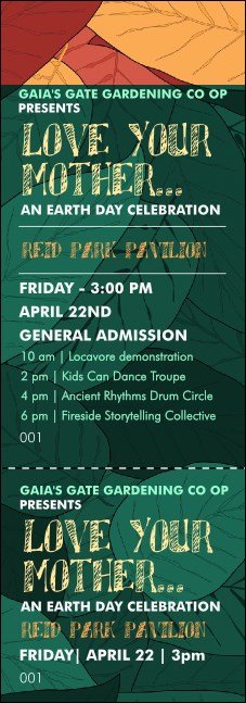 Earth Day Organic Event Ticket Product Front