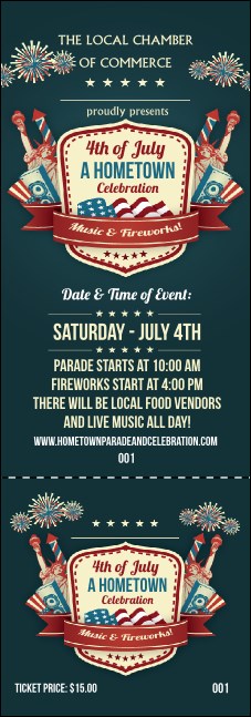 Fourth of July Freedom Blue Event Ticket Product Front