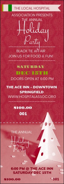 Paper Christmas Tree Red Event Ticket Product Front