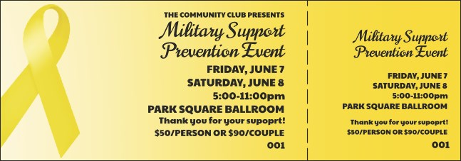 Yellow Ribbon Event Ticket Product Front