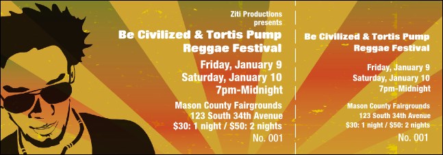 Reggae Event Ticket Product Front