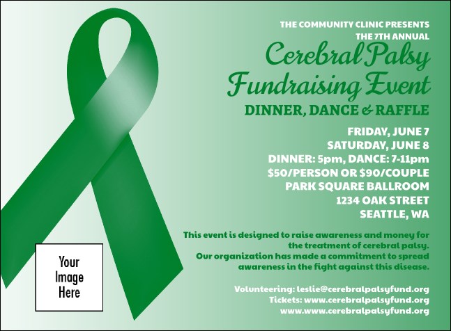 Green Ribbon Invitation Product Front