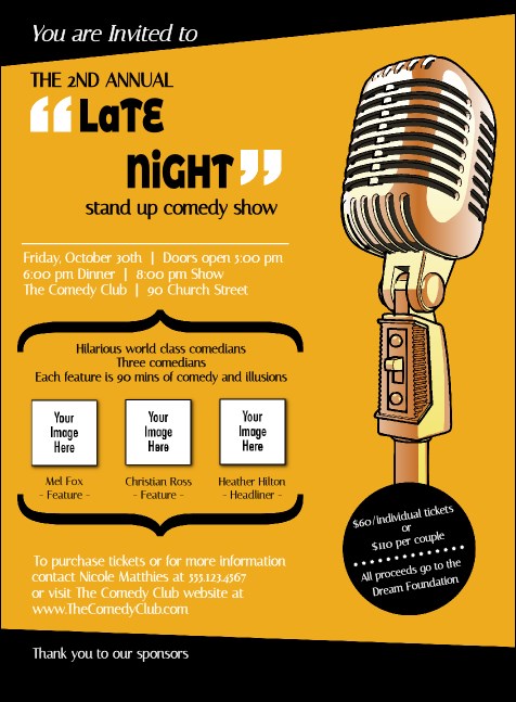 Comedy Retro Microphone Invitation Product Front