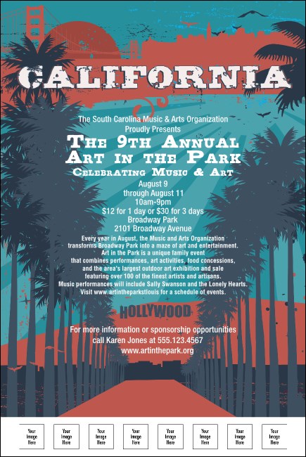 California Poster (Blue and Salmon) Product Front