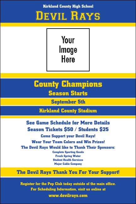 Sports Poster 001 in Blue and Yellow Product Front