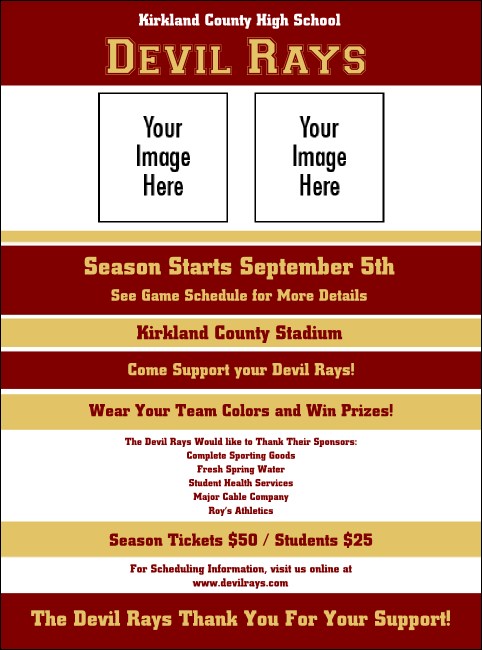 Sports Flyer 002 in Maroon and Gold Product Front