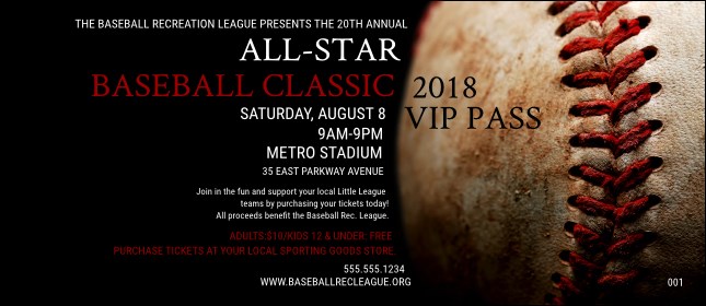 Baseball Stitches VIP Pass Product Front