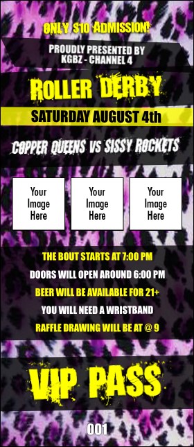 Roller Derby Pink Leopard VIP Pass Product Front