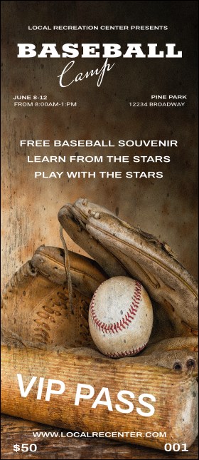 Baseball Camp VIP Pass Product Front
